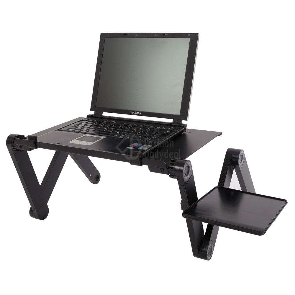 Aluminum Alloy Adjustable Laptop Table Portable Folding Computer Desk Notebook Desktop Stand Computer Table For Sofa Bed Black